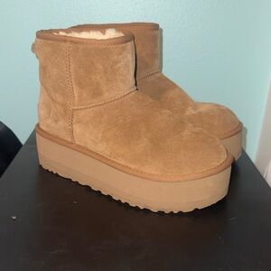 UGG Tan Suede Platform Boots